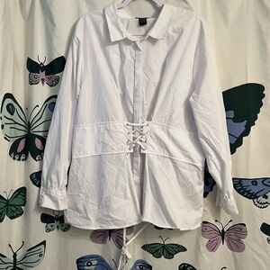 White Button-Up corset front Shirt
